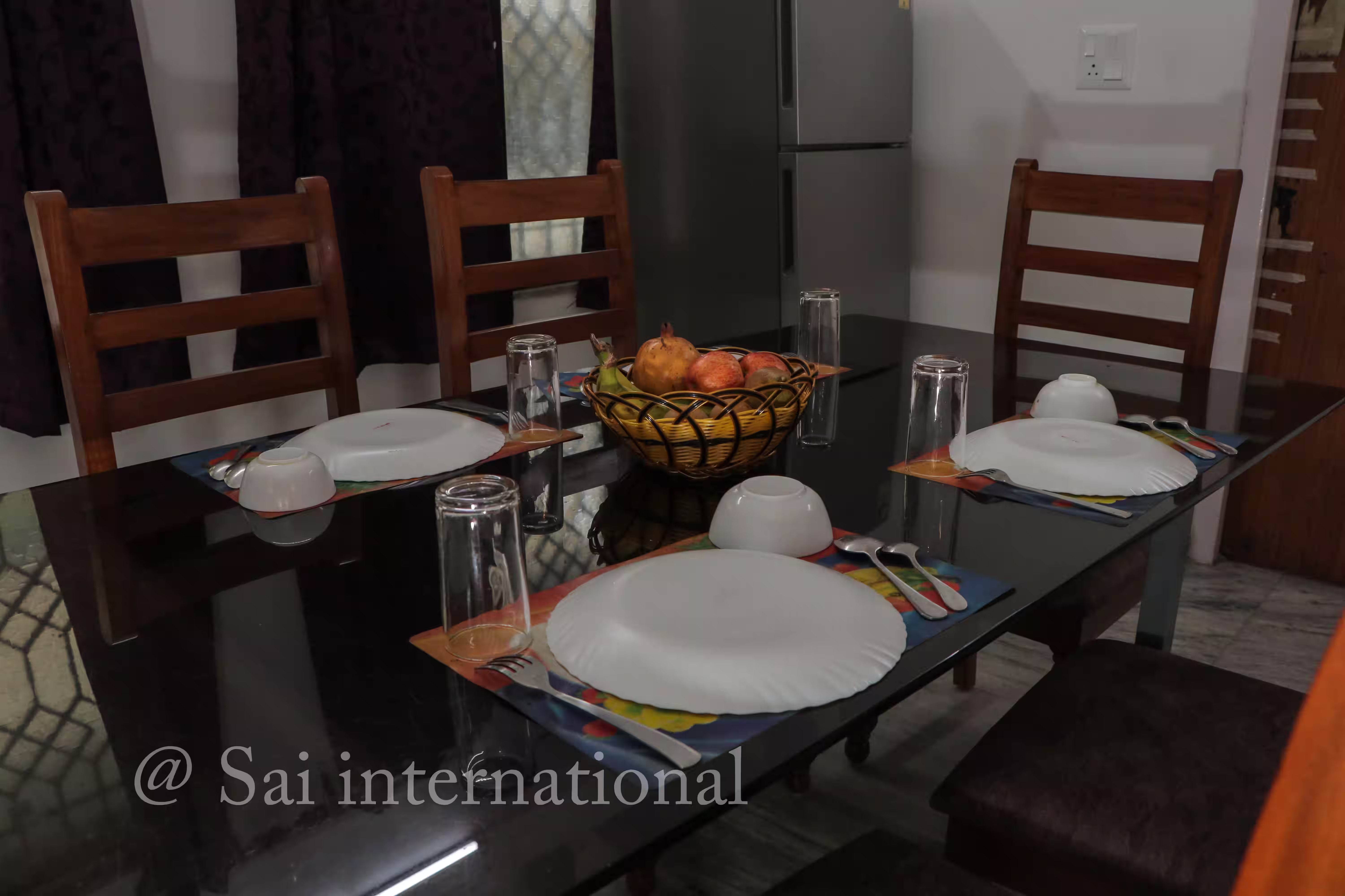 Dining area at Sai International guest house
